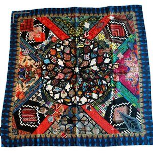 Christian Lacroix Silk Scarf – Bold Stained Glass & Heart Motif – NWOT